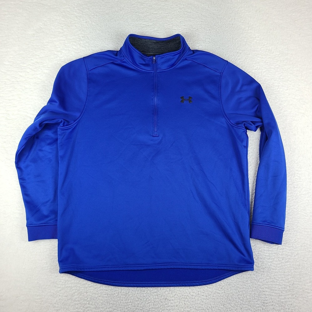 Under Armour Sweater Mens 2XL XXL Blue Solid Performance Loose Coldgear Golf